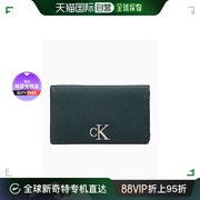 韩国直邮Calvin Klein凯文克莱钱包女款墨绿色金属徽标时尚柔