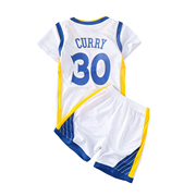库里短袖球衣儿童假两件篮球服套装男童女童薄款透气速干运动套装