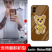 Justin Bieber贾斯汀比伯drew同款手机壳玻璃适用iphoneX11oppoa7