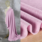 浅紫色微弹力肌理压皱布料树皮，褶皱连衣裙裤子，女装设计diy布料
