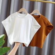 女童短袖t恤夏季2024洋气，中大童宽松纯棉，半袖儿童蝙蝠衫白色