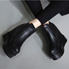 秋冬靴子14cm超高跟鞋坡跟短靴，内增高黑色马丁靴防水台单靴女