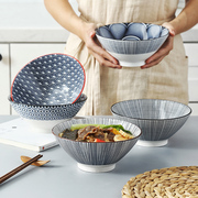 日式餐具釉下彩陶瓷碗家用餐厅拉面碗汤碗菜碗混沌碗水果沙拉碗