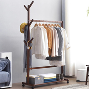 实木挂衣架落地卧室内晾衣服架子家用简易衣帽架可移动木质置物架