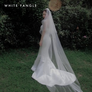 WHITE FANGLE 邂逅 新娘素款长头纱 通透精致复古灵动流畅旅拍