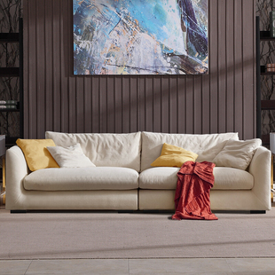 现代简约三人布艺沙发黑白灰，客厅整装组合羽绒，乳胶北欧沙发小户型