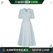 韩国直邮4cus宽领子荷叶，边连衣裙深蓝色西装，领束腰vf2m1op3320