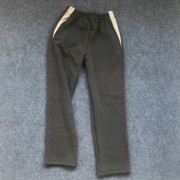 中小学生校服裤子深灰色，拼接浅灰色，橘红色细条纯棉弹力休闲运动裤