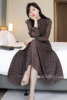 韩版春秋法式复古小碎花雪纺裙 适合搭配皮衣外套的连衣裙