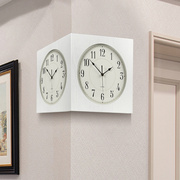 双面挂钟客厅家用时尚直角钟表，创意时尚装饰挂墙时钟拐角两面挂表