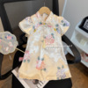 女童旗袍连衣裙夏装，2024洋气小女孩中国风，公主裙古风唐装裙子