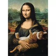 印花DMC十字绣客厅卧室玄关竖版人物油画蒙娜丽莎抱猫咪