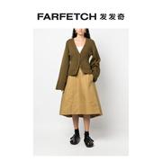 tibi女士高腰，棉伞形半身裙，farfetch发发奇