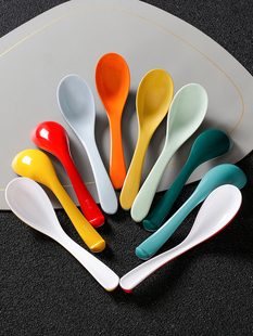 密胺北欧餐具勺子餐厅饭店商用汤勺塑料汤匙调羹火锅彩色仿瓷勺