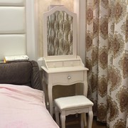 美式梳妆台白色实木化妆台，桌子欧式迷你公主韩式卧室小户型组合