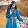 两人故事复古民族风，女装中国风中长款女装，连衣裙2023年秋季qz1141
