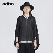 odbo/欧迪比欧原创设计复古插肩袖衬衫女早秋2023高级感上衣