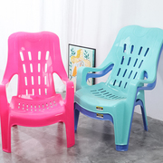塑料加厚靠背沙滩椅，躺椅大排档椅，塑胶高背扶手椅成人椅子