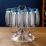 创意欧式家用沥水杯架酒茶杯架水杯挂架客厅玻璃杯子架带托盘套装