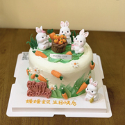 卡通可爱兔子宝宝小女孩生日蛋糕装饰小白兔配件胡萝卜小兔子摆件
