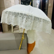 欧式复古木制竹节白色蕾丝梦幻公主甜美拍摄影拍照宫廷直杆晴雨伞