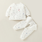 新生婴儿衣服春秋保暖和尚服夹棉，分体薄棉袄，0初生3月宝宝棉衣套装