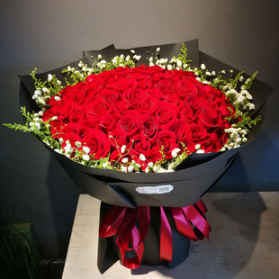 宁波鲜花店同城速递配送99朵红玫瑰花束365朵红粉，香槟紫玫瑰花束