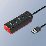 SSK/飚王集4口集线器USB3.0高速HUB转换器 黑红色线长1.0米SHU850