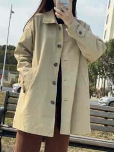 欧货韩版魅丽女孩MLNH5111中长款风衣女单排扣休闲宽松POLO外套