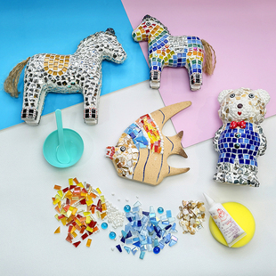 手工小动物马赛克diy材料，包地摊货源，创作创意摆件粘贴小朋友玩具