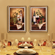 欧式餐厅装饰画酒杯水果，壁画吃饭厅，挂画厨房单幅油画美式客厅墙画