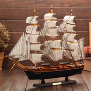 地中海风格实木帆船居家玄关酒柜装饰品创意木船模型摆件一帆风顺