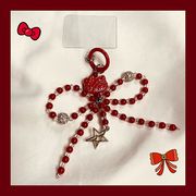 串珠新年红色手机挂链创意挂件通用短款挂绳手机链包包钥匙扣挂饰