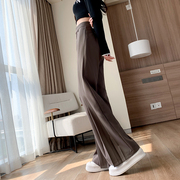设计感百褶西装裤女春季小个子拖地长裤高腰，显瘦垂感微喇裤