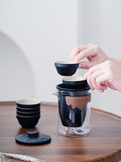 玻璃旅行茶具个人专用便携式快客杯随身包套装(包套装)户外功夫茶杯泡茶壶