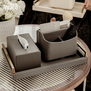 创意高级纸巾盒轻奢高档客厅，茶几桌面抽纸盒托盘套装遥控器收纳盒