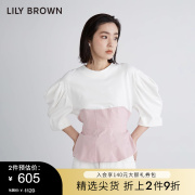 LILY BROWN春夏 可爱圆领拼接系带蝴蝶结上衣LWCT222041