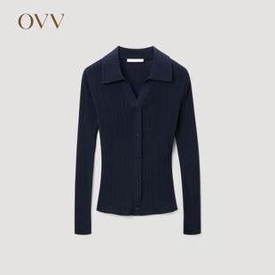 OVV2024春夏女装丝棉混纺经典舒适柔软长袖针织开衫外套