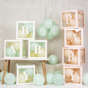 BABY字母透明气球盒子宝宝儿童生日装饰周岁百天拍照背景场景布置