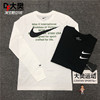 Nike/耐克 SWOOSH双勾男女黑白情侣运动长袖套头T恤衫DB6156-010