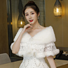 婚纱毛披肩(毛披肩，)斗篷女白色伴娘披肩秋冬季2018韩版赞新娘结婚外套