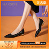 哈森单鞋春夏季软面通勤女鞋浅口羊皮法式小跟鞋HWS230210