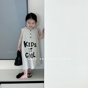 时尚款 2023夏季女童宝宝韩版印花字母T恤裙儿童洋气气质背心裙潮