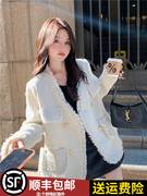 韩系法式白色精致欧版小香风外套女2023春秋小个子短上衣高端