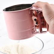 不锈钢手摇面粉筛烘焙工具半自动手持式面粉筛手压式面粉筛小号