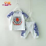 男宝宝夏季薄款套装卡通，老虎婴儿小童，t恤短款两件套外穿洋气