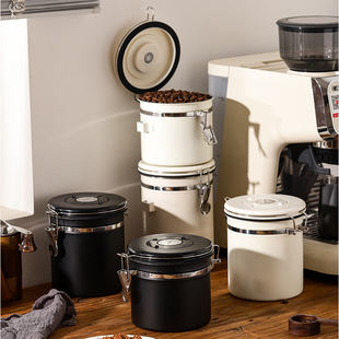 304不锈钢咖啡豆保存罐咖啡粉密封罐奶粉储存真空单向排气收纳罐