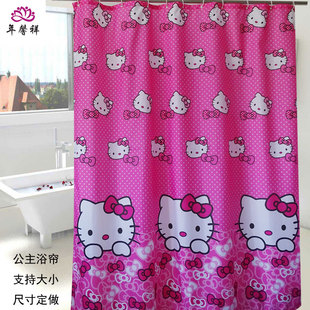 凯蒂猫浴帘套装浴室防水窗帘卫生间，门帘隔断帘，卡通挂帘免打孔