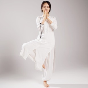 印度瑜伽大师服昆达里尼纯棉白色上衣健身运动户外女宽松秋冬套装