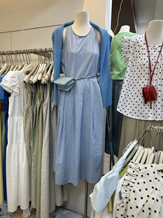 十三行夏季韩版宽松圆领搭配腰带减龄长款显瘦无袖背心连衣裙